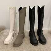 High Boots Pu Ladies Flat Heels Woman Boots Thick Sole-BS00963-Veeddydropshipping